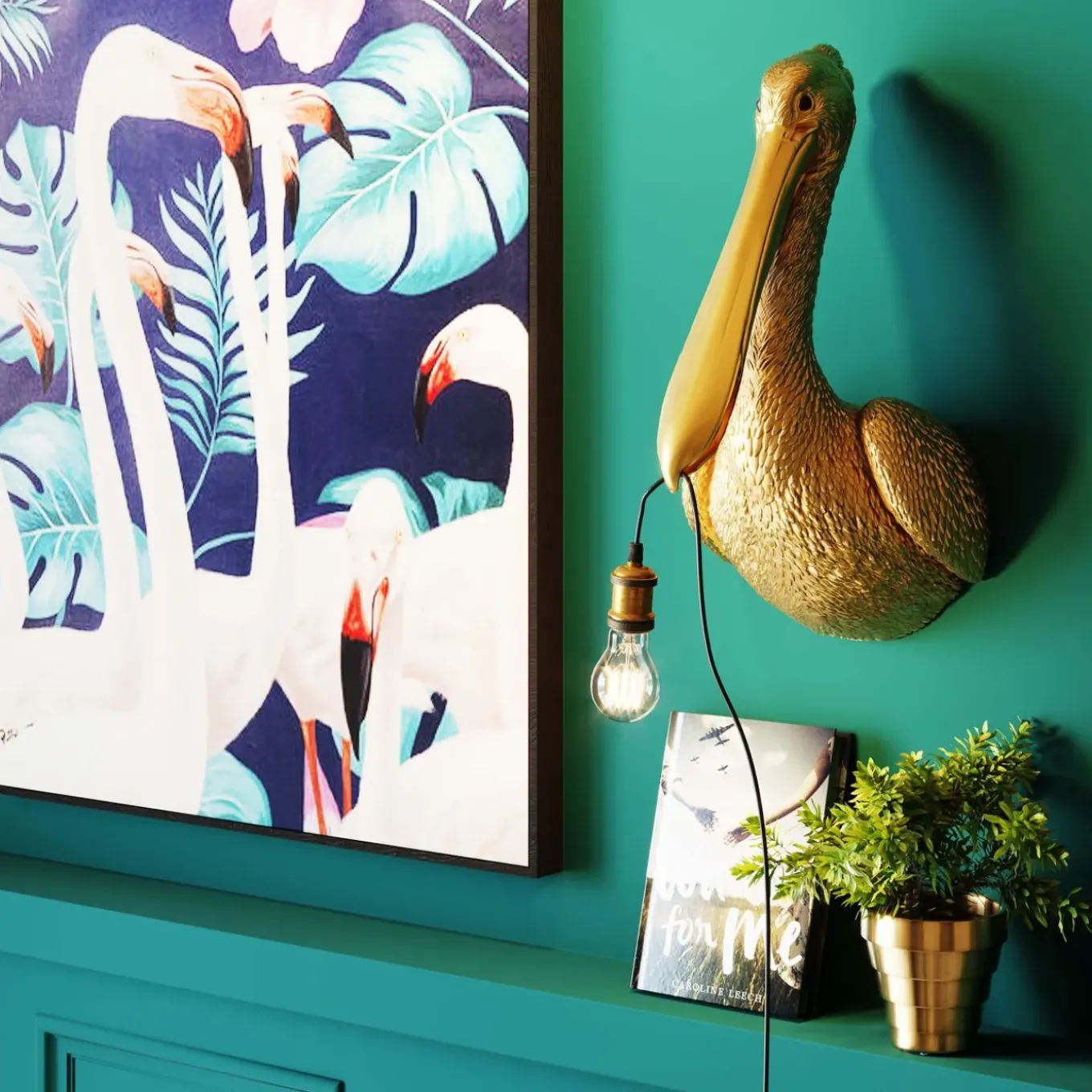 Applique Animal Spoonbill Dore 29X62Cm