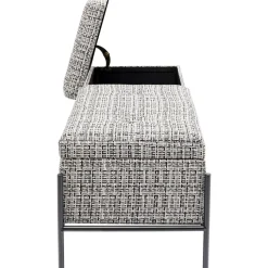 Banquette Buttons Storage Noir-Blanc Gm