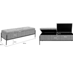 Banquette Buttons Storage Noir-Blanc Gm