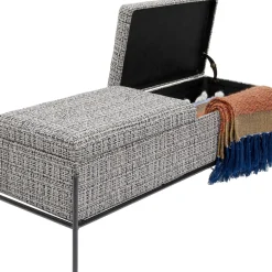 Banquette Buttons Storage Noir-Blanc Gm