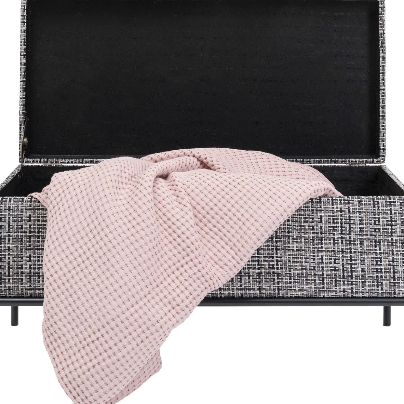 Banquette Buttons Storage Noir-Blanc Pm