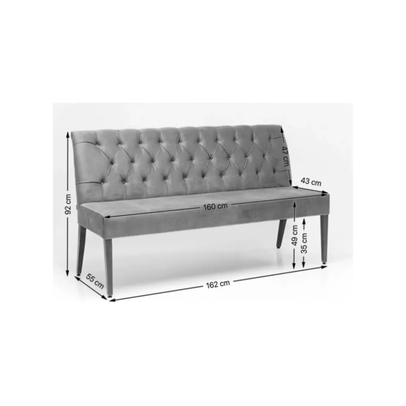 Banquette Econo Buttons Vintage 162Cm
