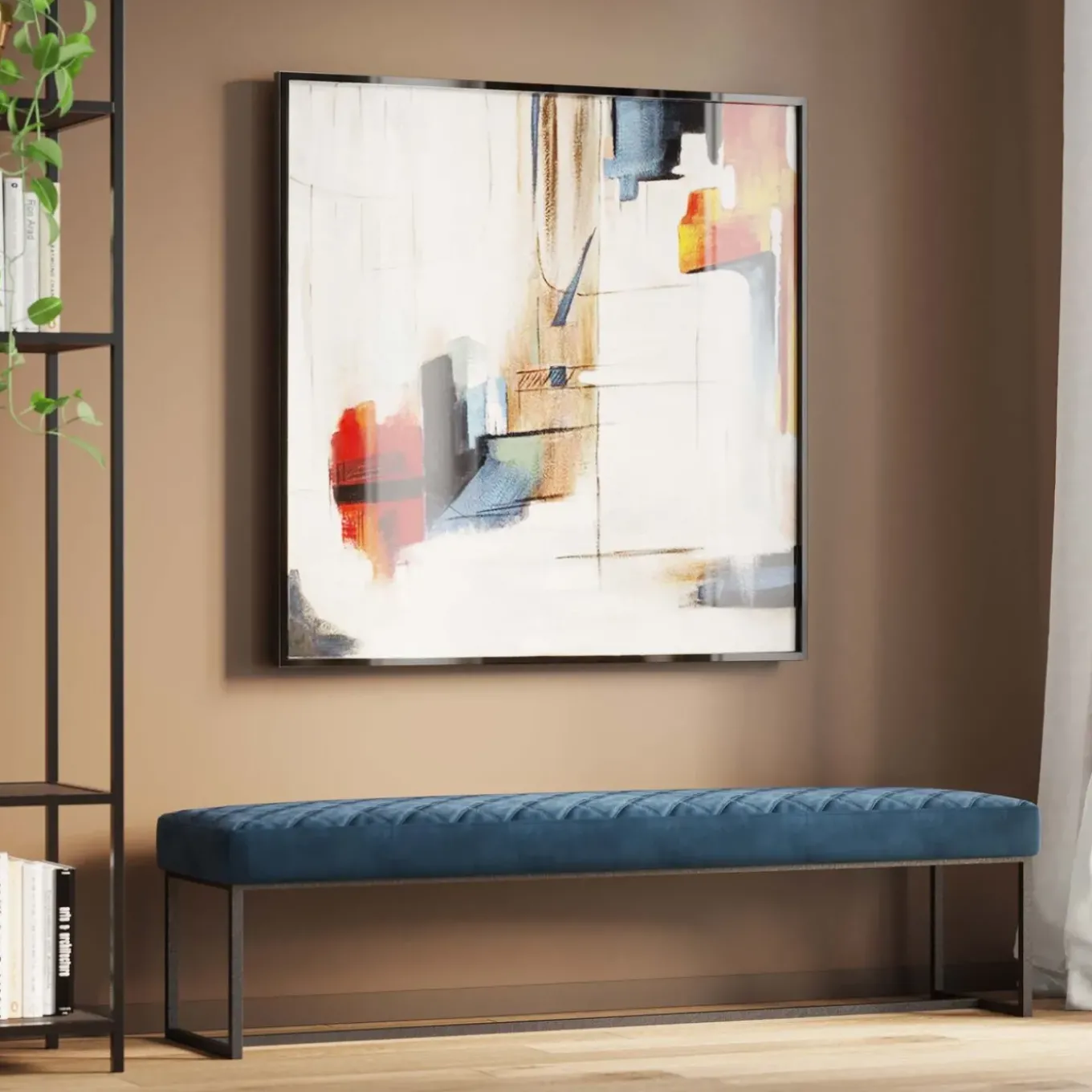 Banquette Smart Velours Petrole Noir 150Cm