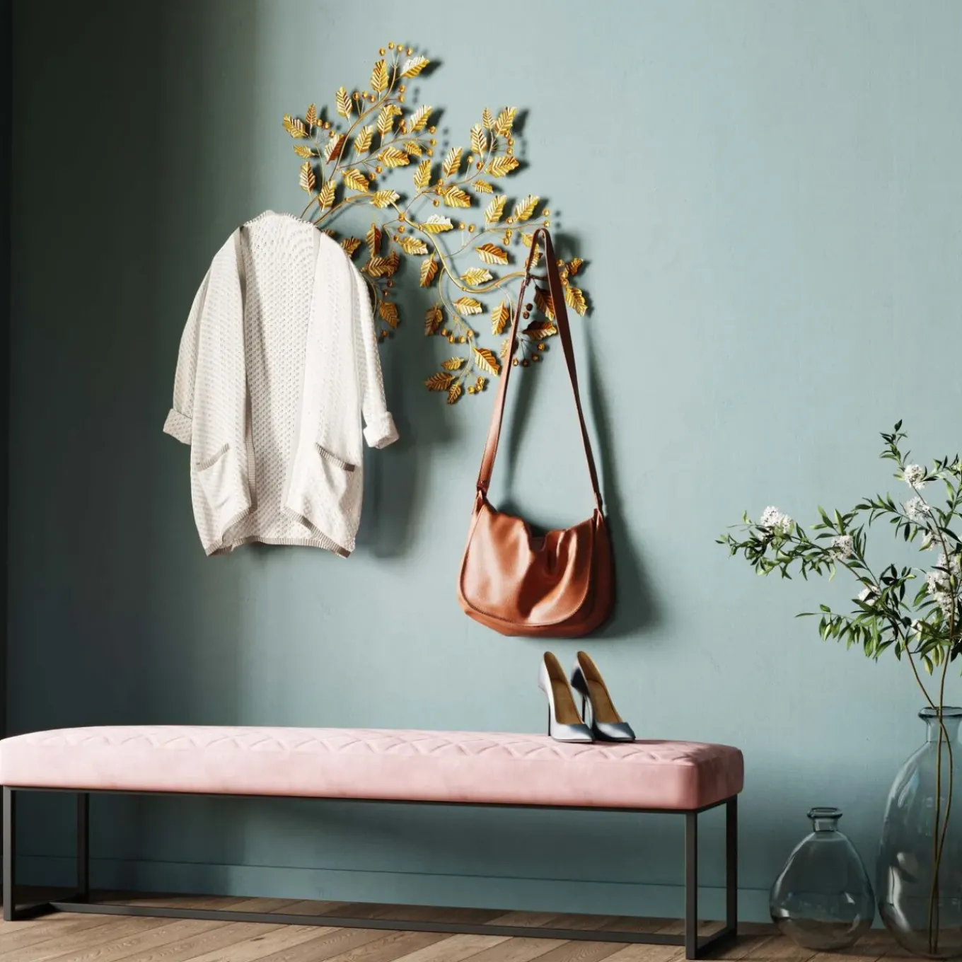 Banquette Smart Velours Rose Noir 150Cm