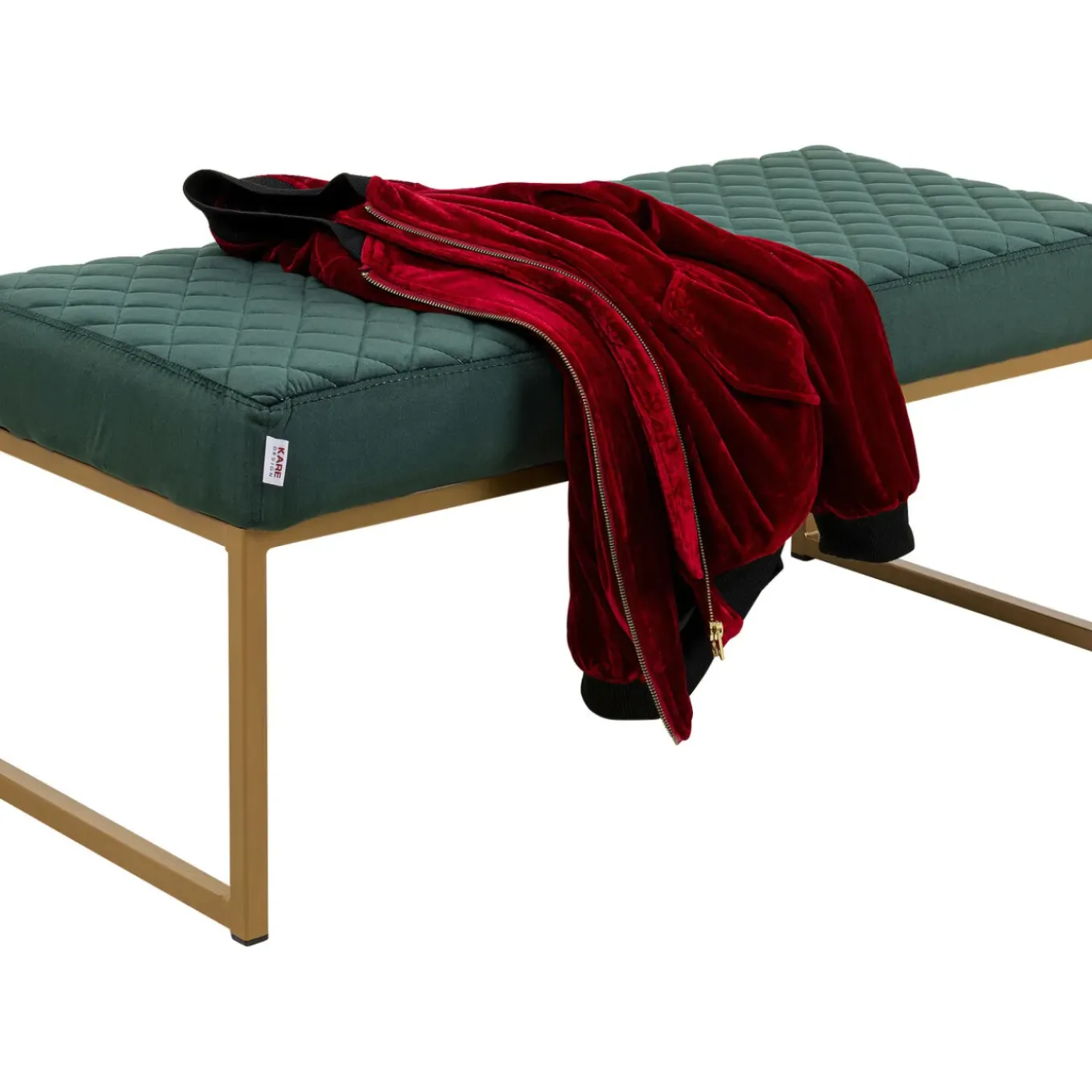 Banquette Smart Velours Vert Fonce Laiton 90Cm