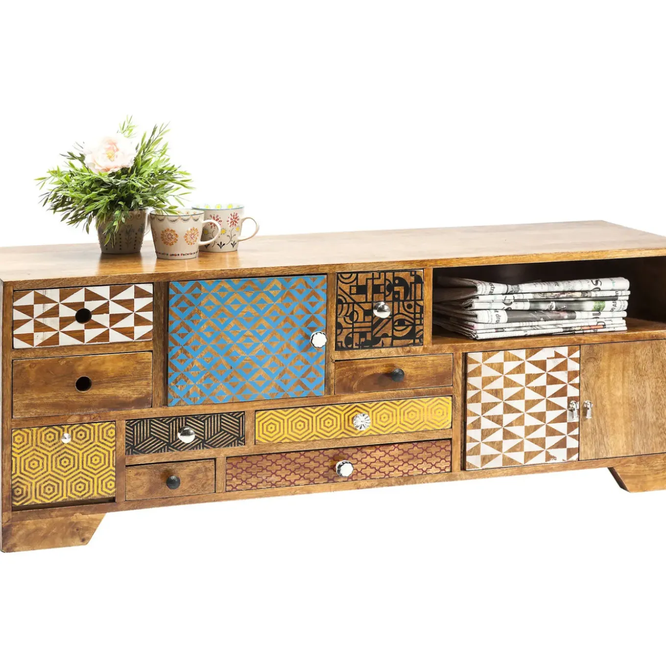Buffet Bas Soleil 3 Portes,9 Tiroirs