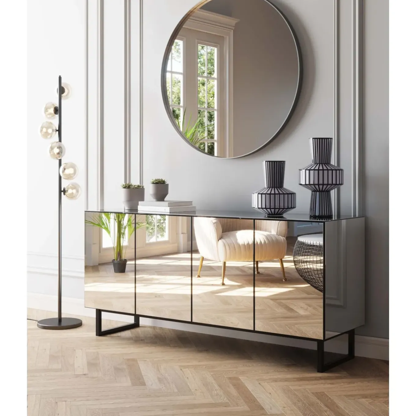Buffet Soran Noir 160X45Cm
