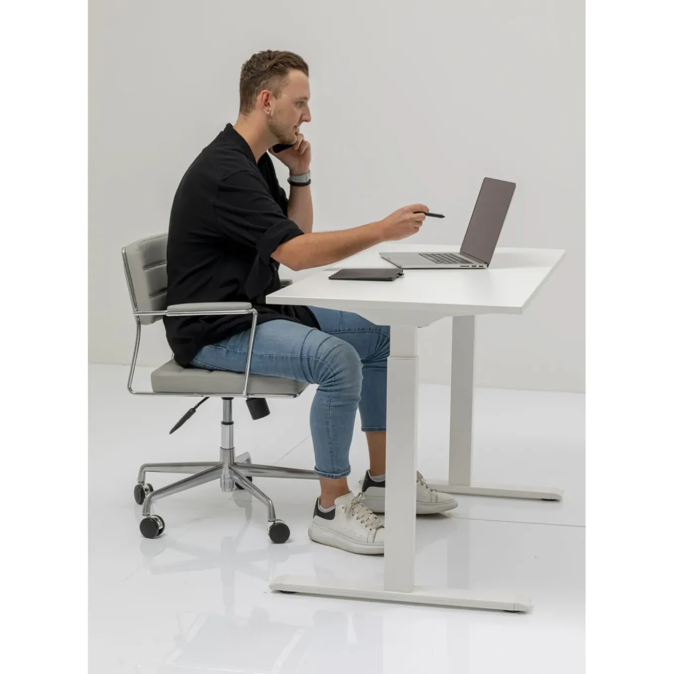 Bureau Office Blanc Blanc 160X80