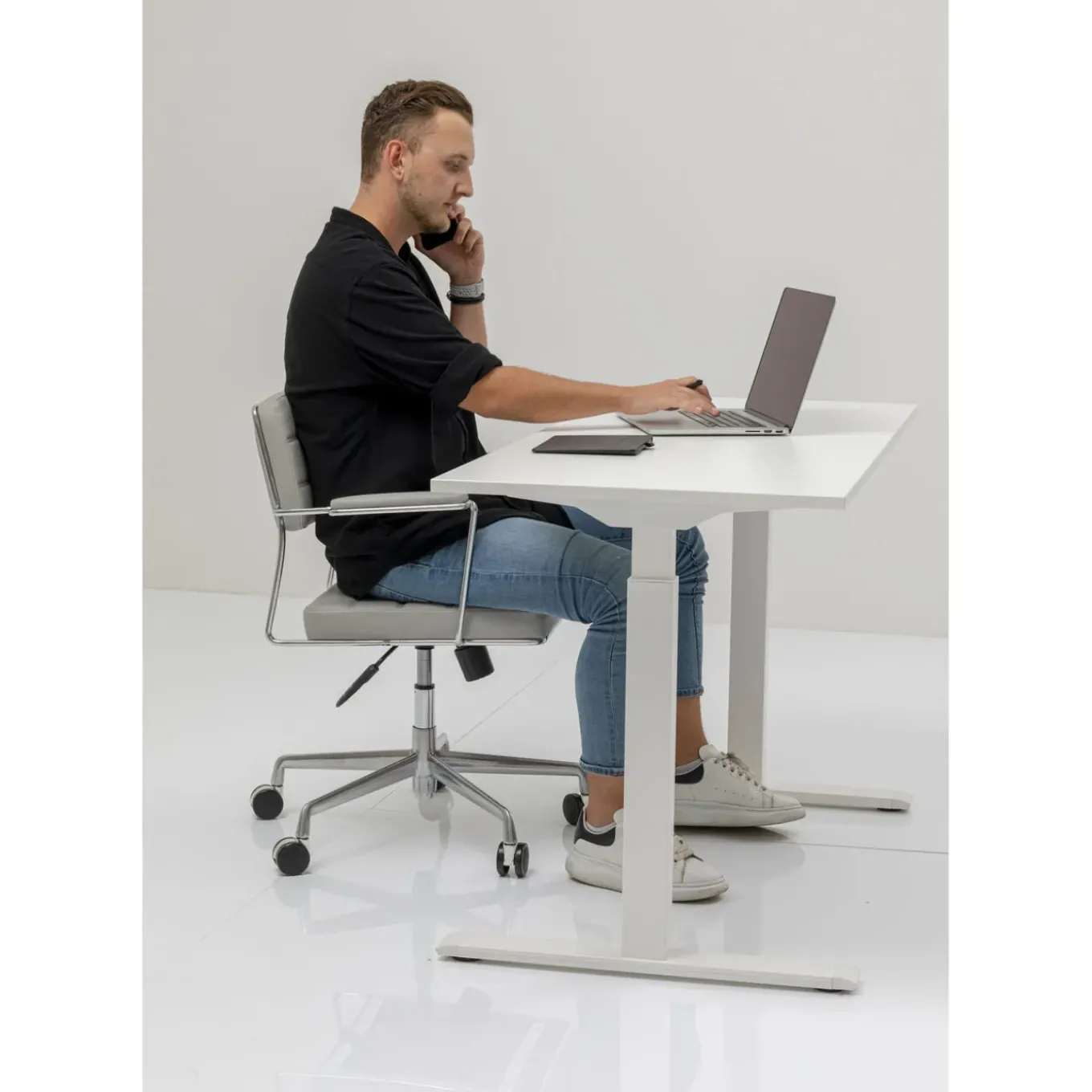 Bureau Office Blanc Blanc 160X80