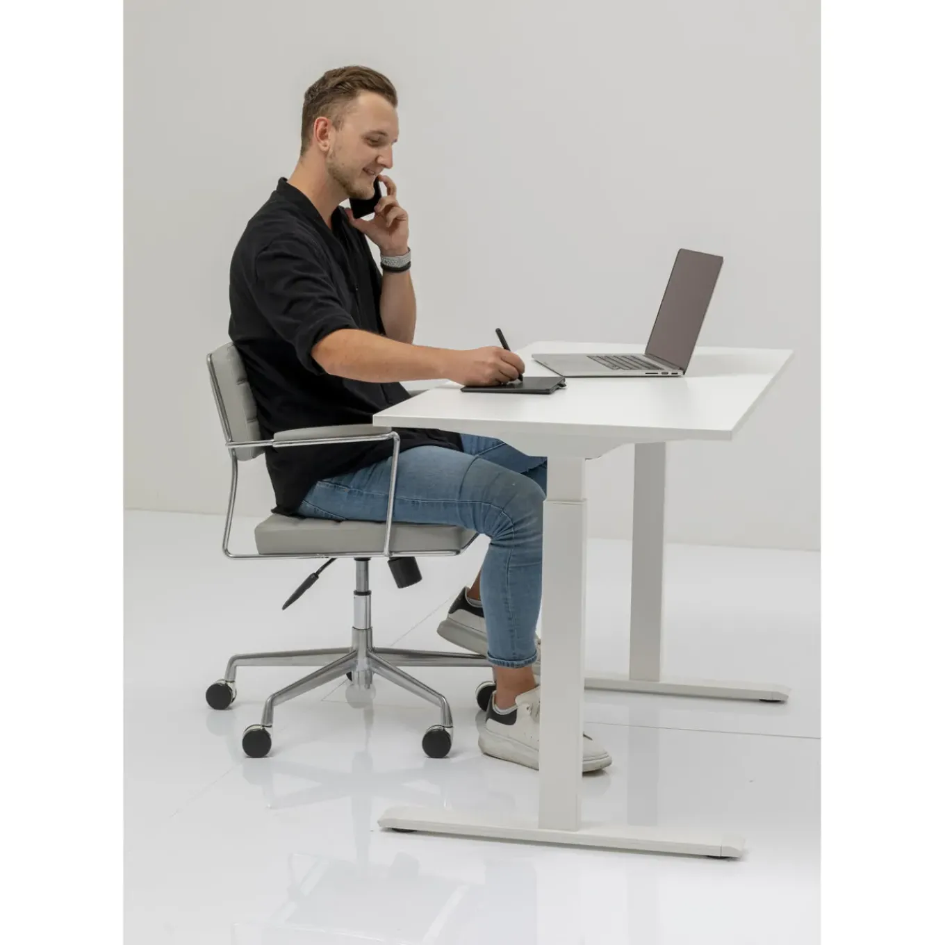 Bureau Office Blanc Blanc 140X70