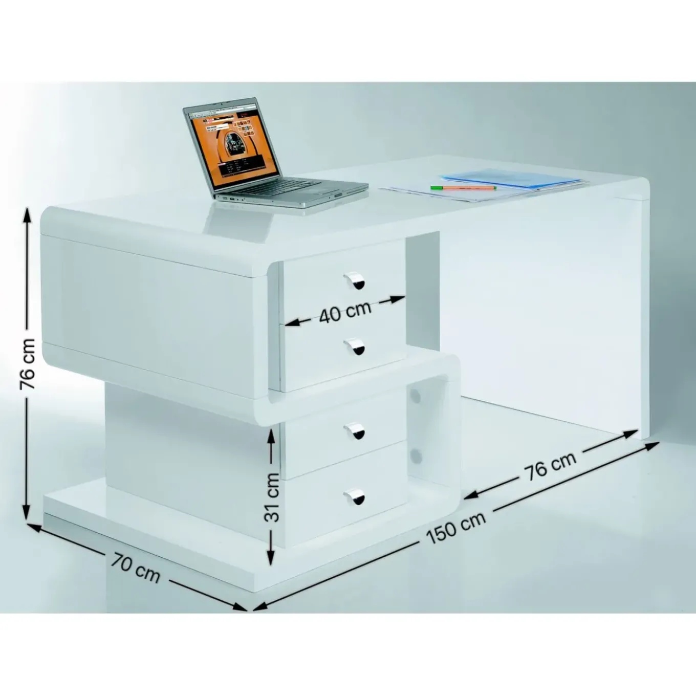 Bureau White Club Snake 150X70Cm