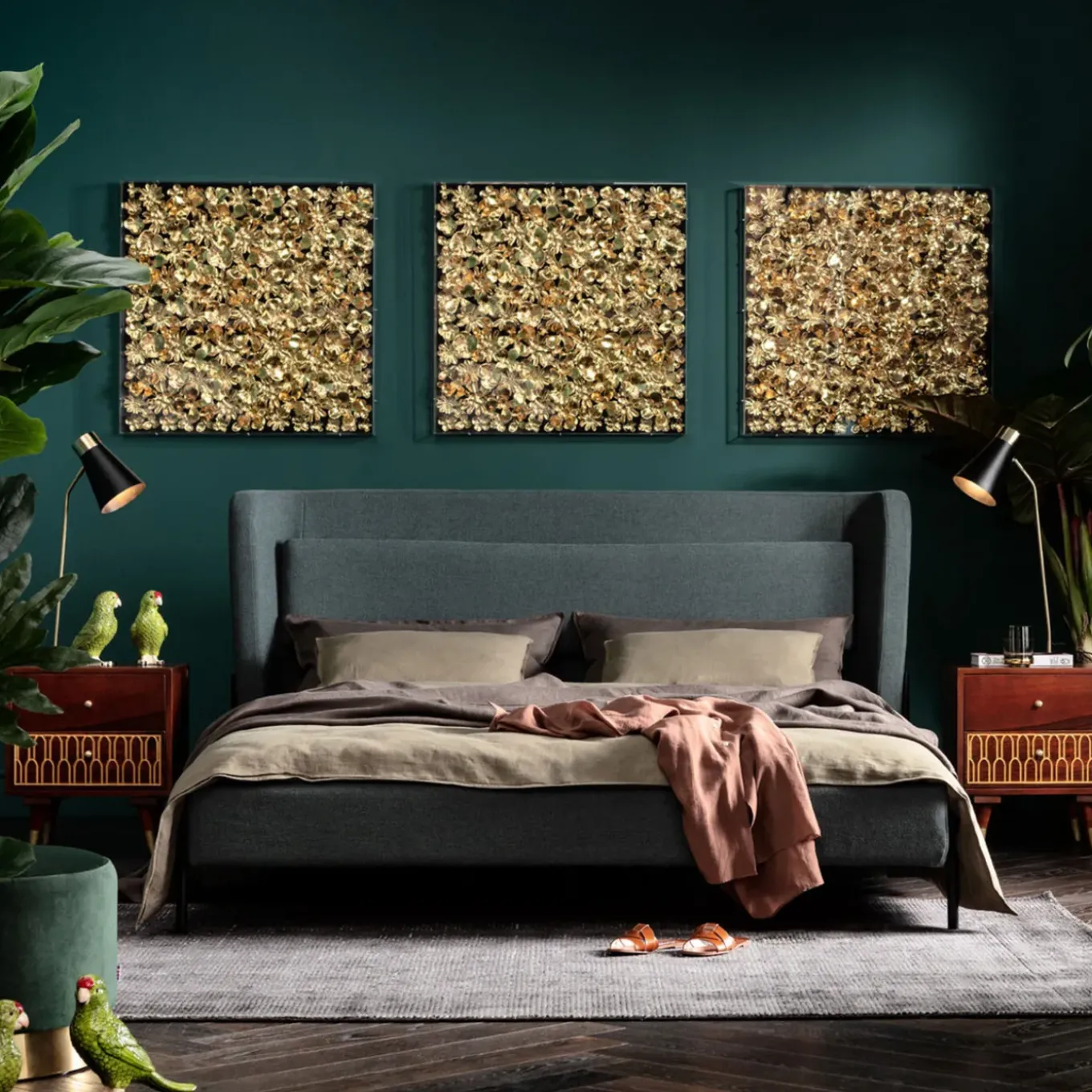 Cadre Décoratif Gold Flower 80X80Cm
