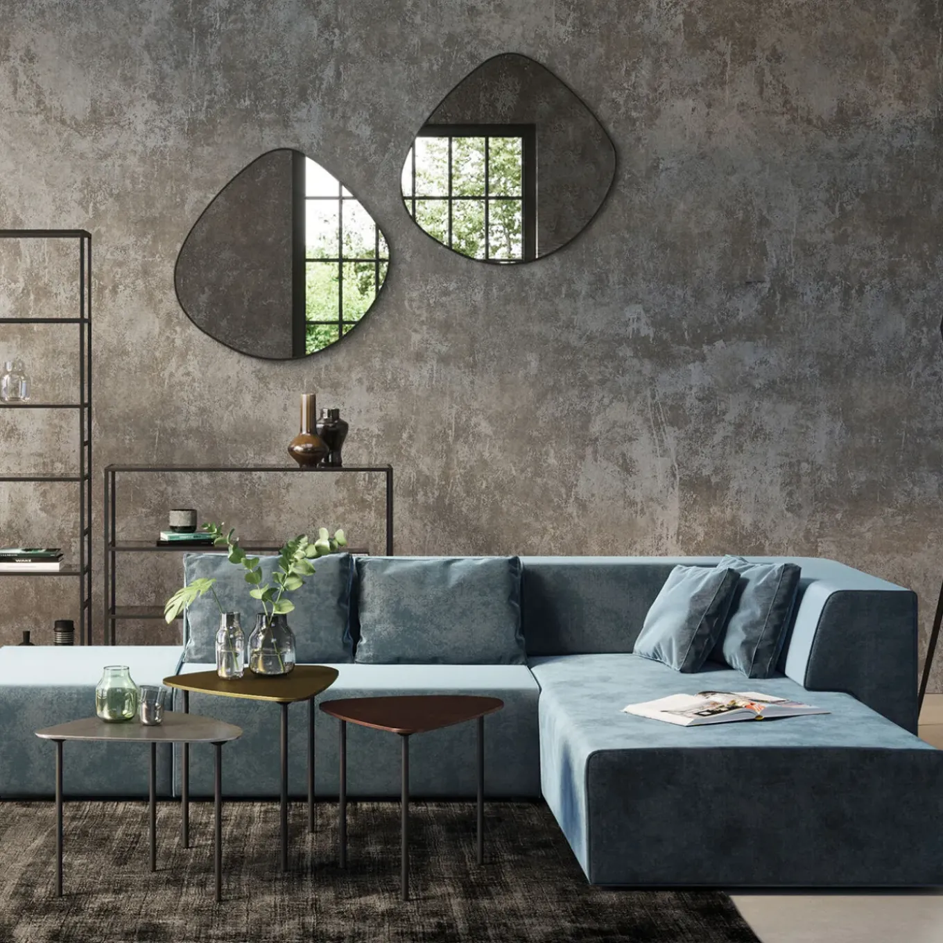 Canapés D Angle Infinity Velours Ocean Droite