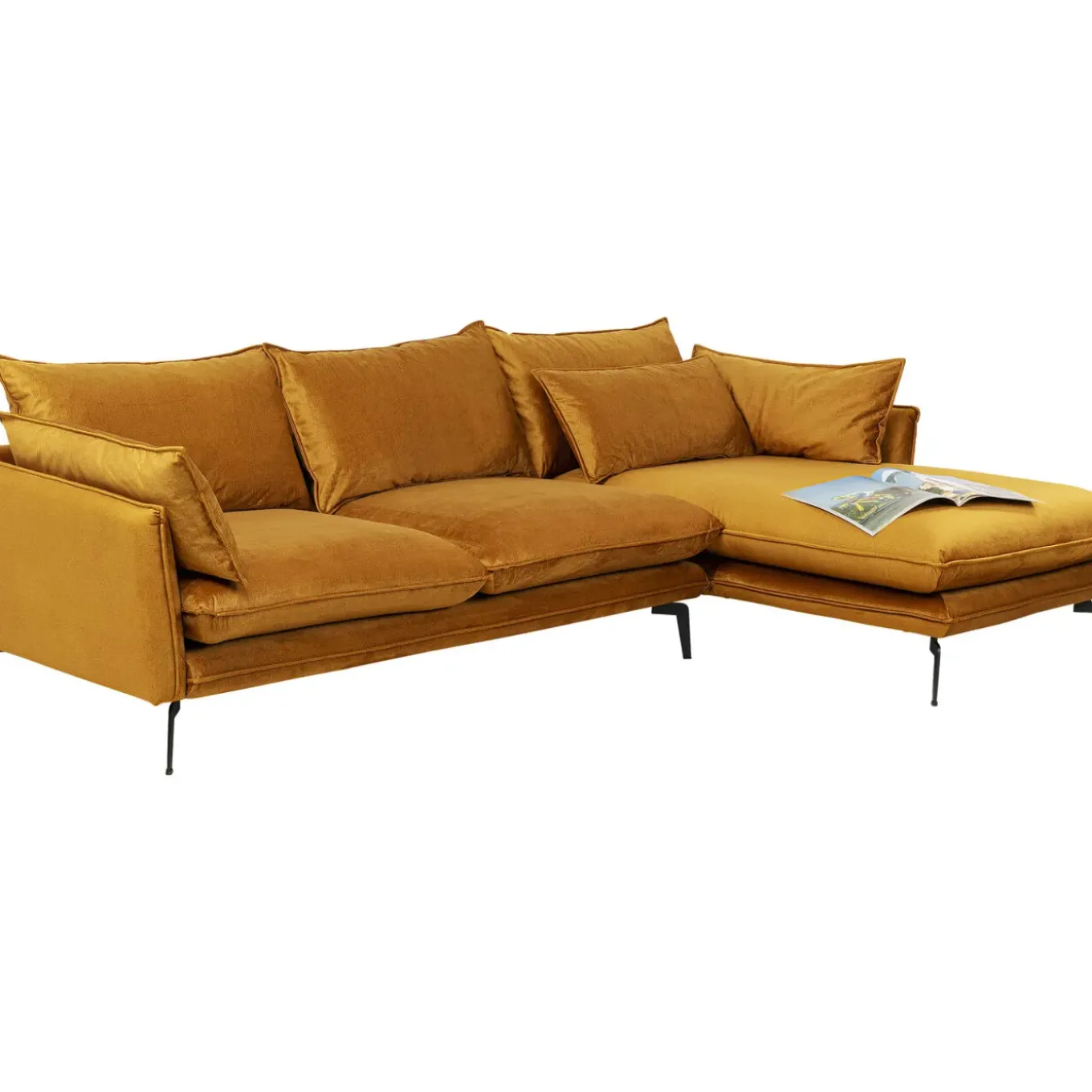 Canapés D Angle Monza Droite Velours Curry 296Cm