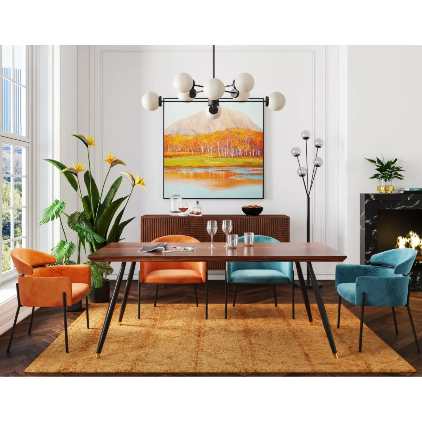 Chaise A. Acc. Alexia.Velours Bleu