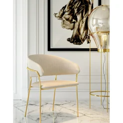 Chaise A. Acc. Belle Velvet Creme (2/Set)