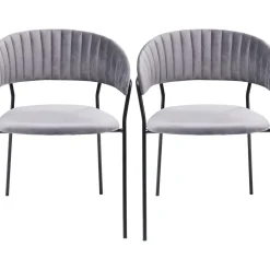 Chaise A. Acc. Belle Velvet Gris (2/Set)