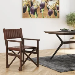 Chaise A. Acc. Twist Cuir Marron