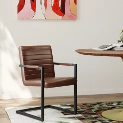 Chaise Cantilever Lola Cuir Marron