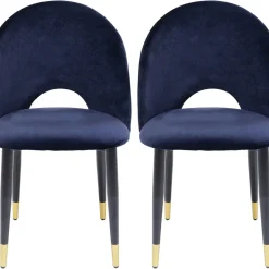 Chaise Iris Velours Bleu (2/Set)