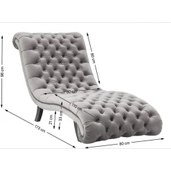 Chaise Longue Desire Velours Argente