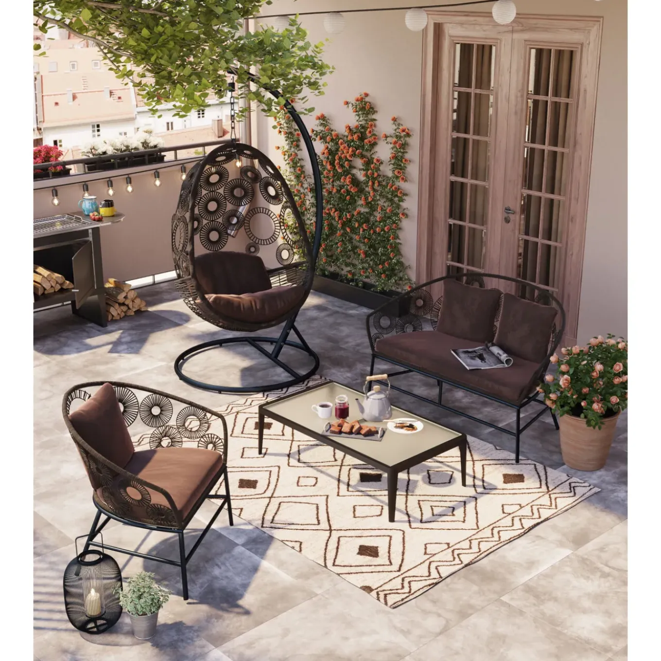 Chaise Suspendue Ibiza Marron