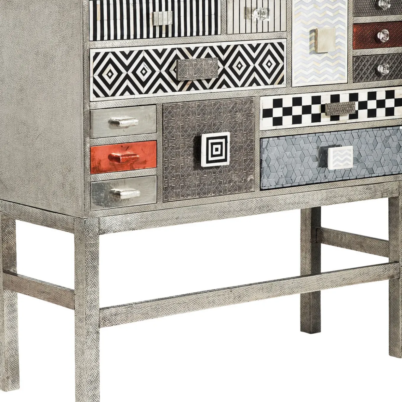 Commode Haute Chalet Argent 13 Tiroirs