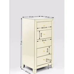 Commode Haute Luxury Champagne 5-Tiroirs