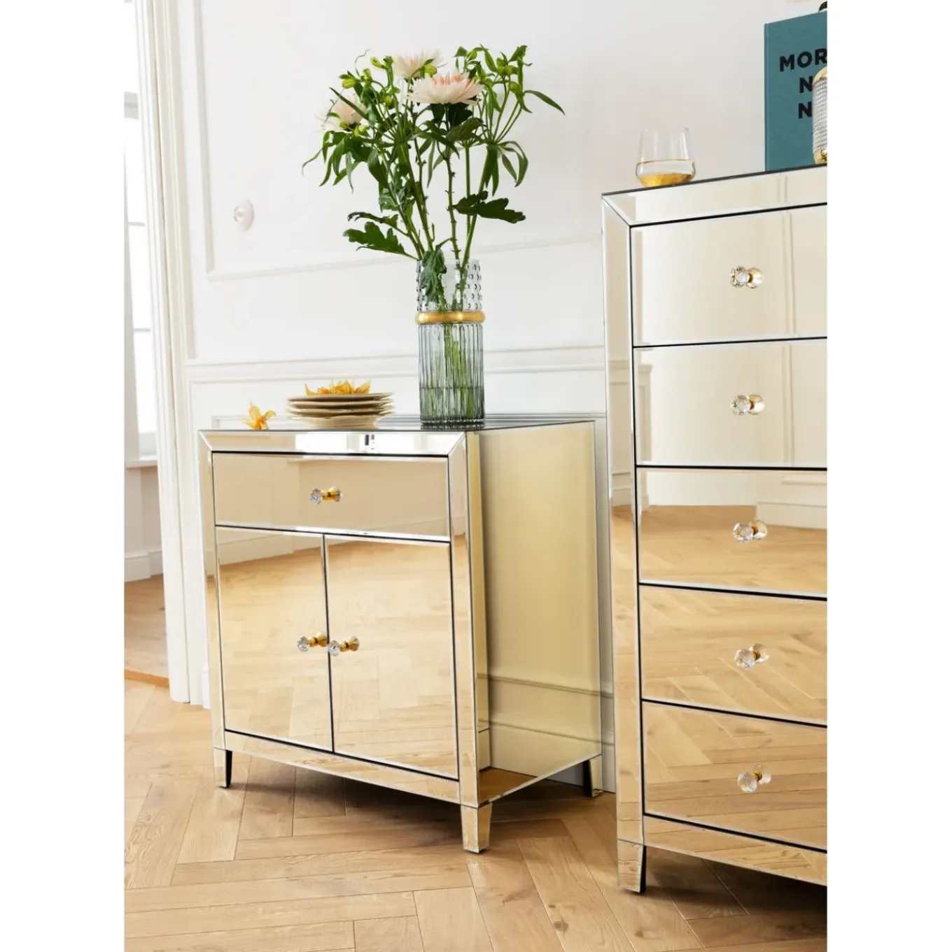 Commode Haute Luxury Champagne 5-Tiroirs