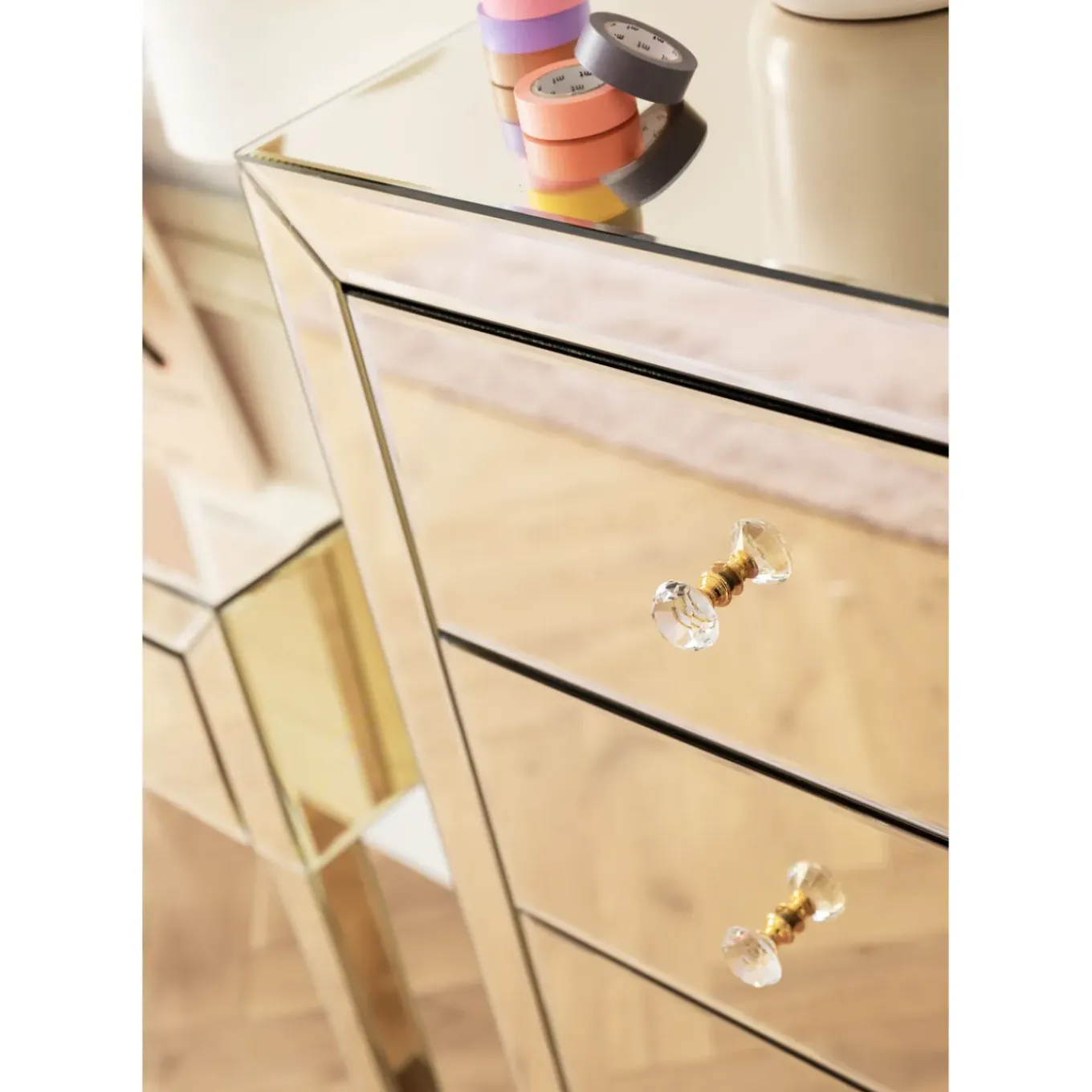 Commode Haute Luxury Champagne 5-Tiroirs