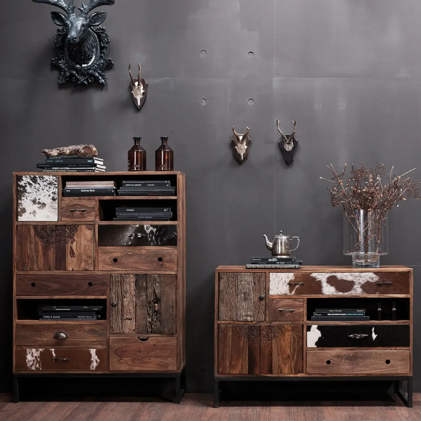 Commode Haute Rodeo 3 Portes,8 Tiroirs