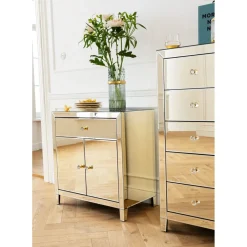 Commode Luxury Champagne 2-Portes,1-Tiroir