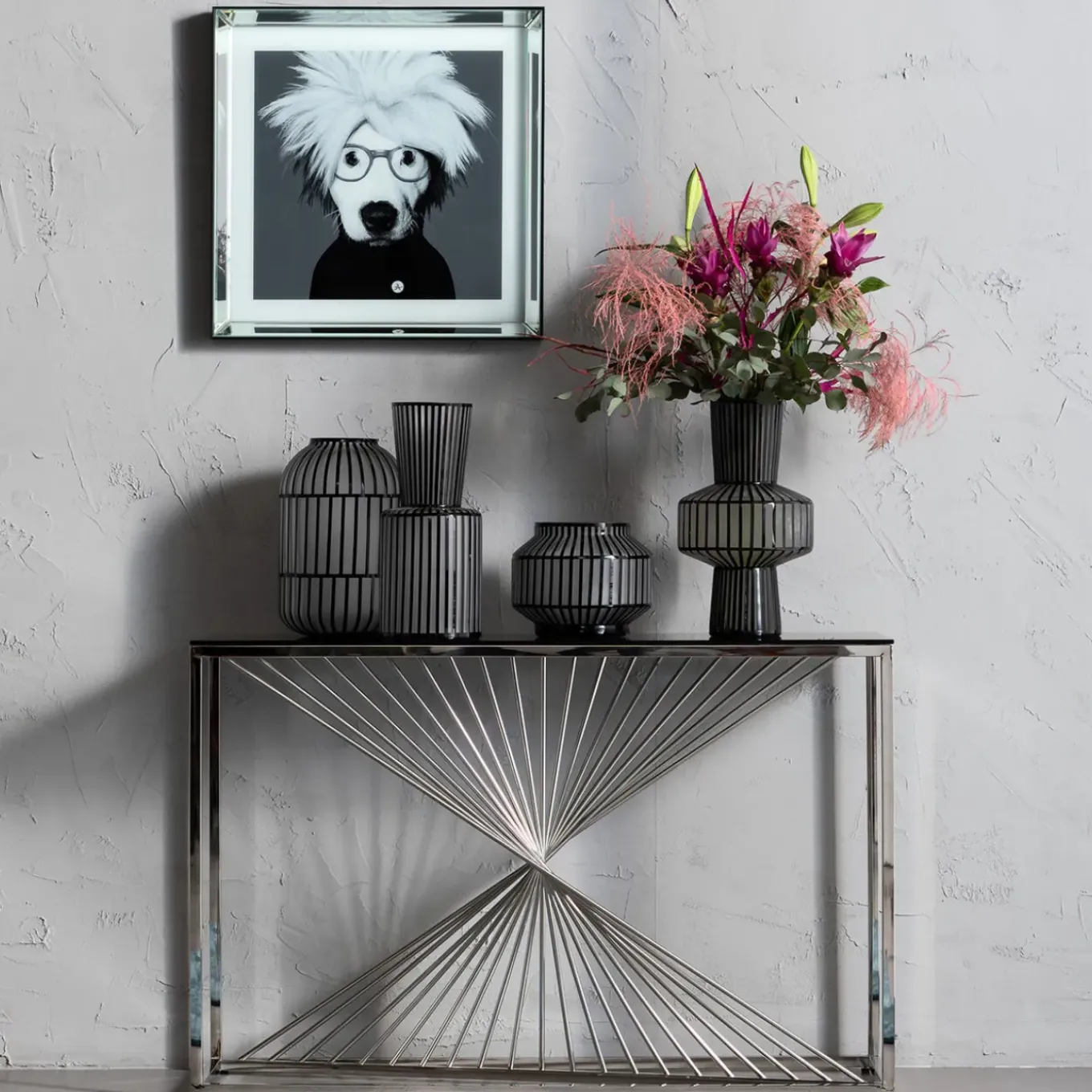 Console Laser Argente-Verre Clair 120X40