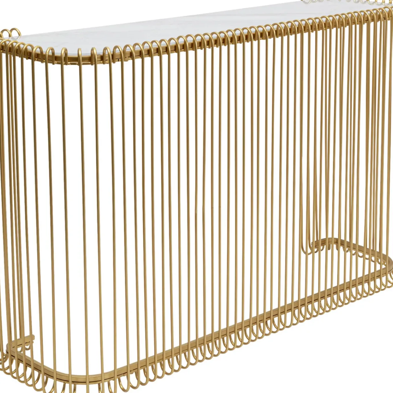 Console Wire Verre Marbre Dore 142X89Cm