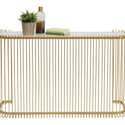 Console Wire Verre Marbre Dore 142X89Cm