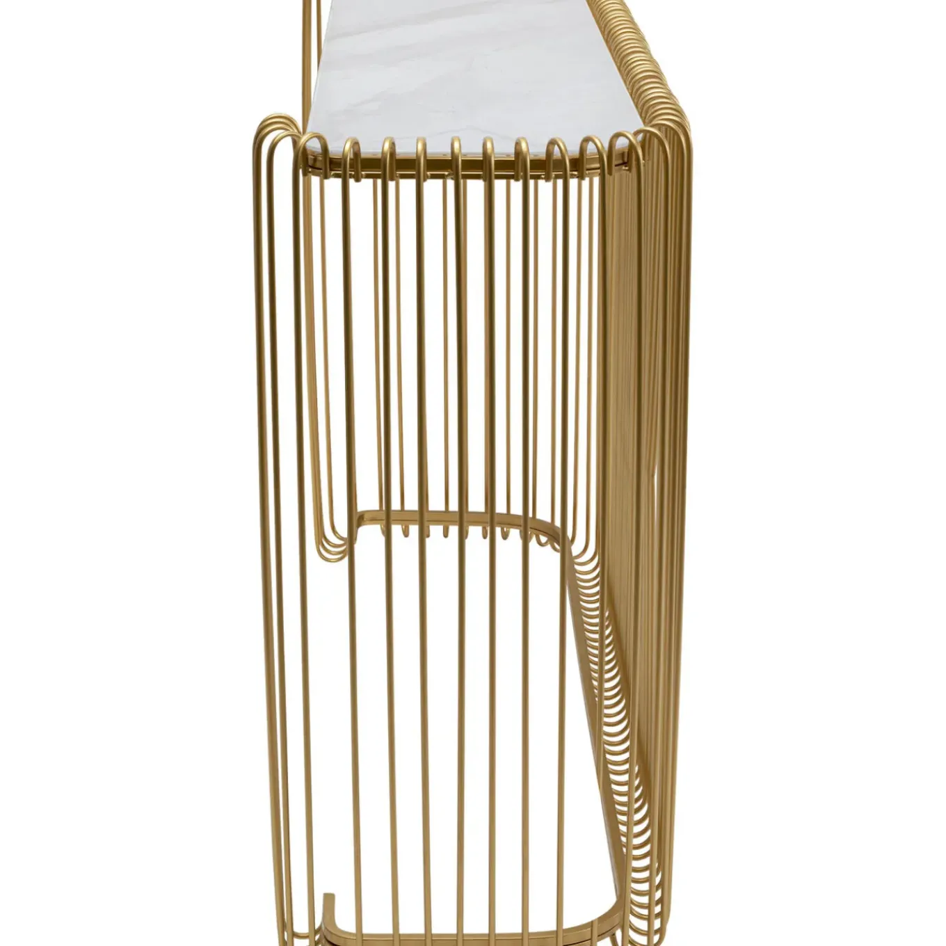 Console Wire Verre Marbre Dore 142X89Cm