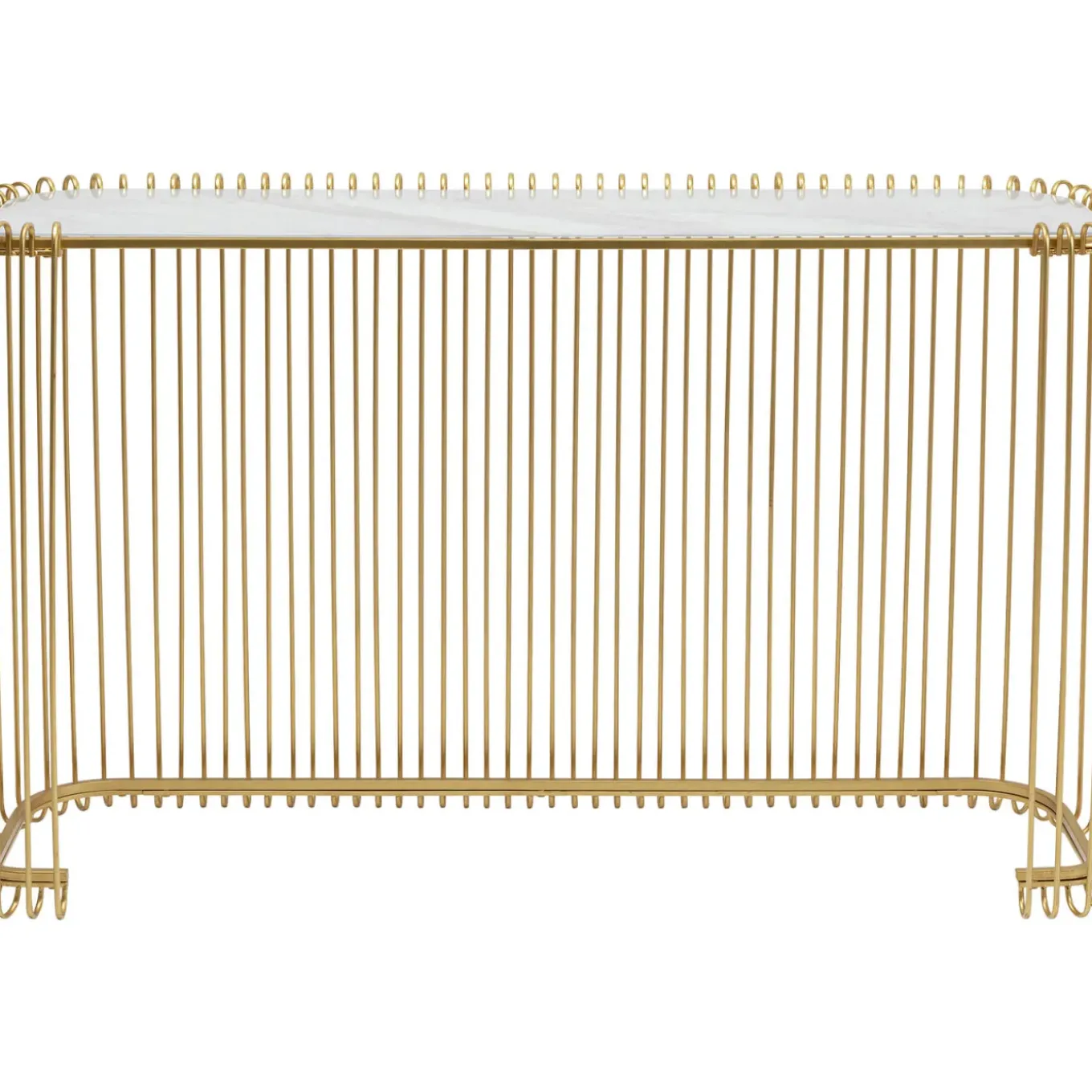 Console Wire Verre Marbre Dore 142X89Cm