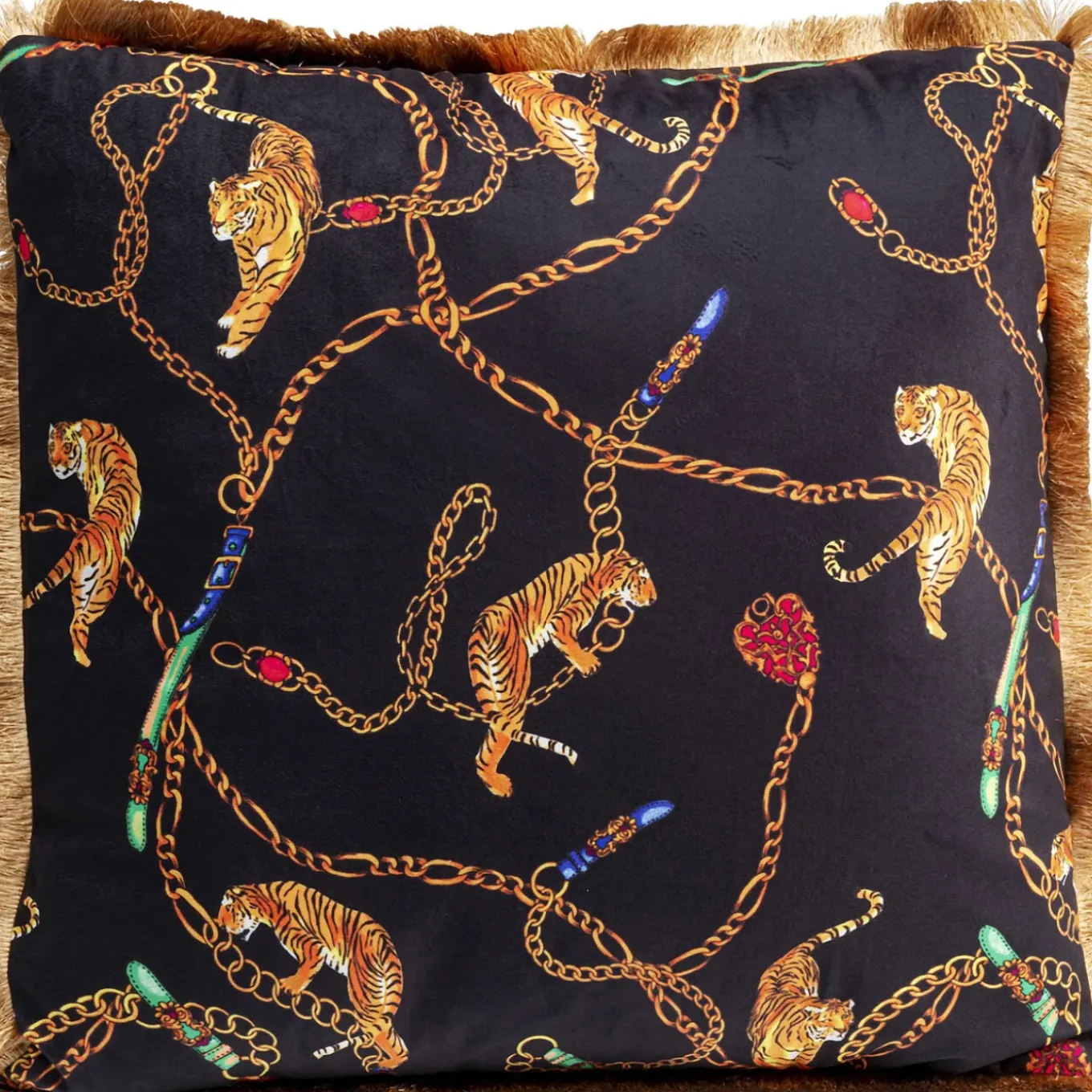 Coussin Tiger Chain Noir 45X45Cm
