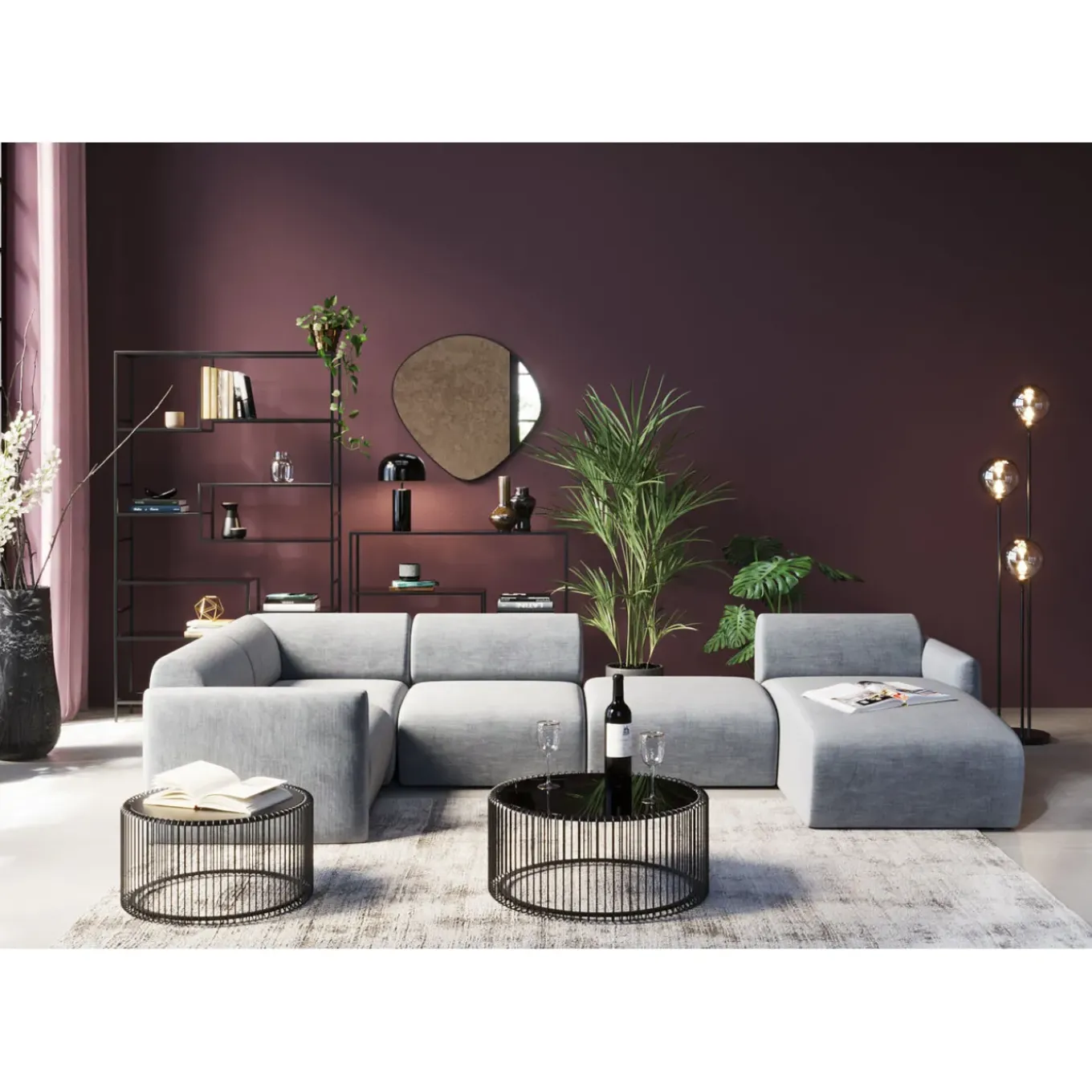 Ensemble De Canapés 2 Lucca Gris Droite 328Cm