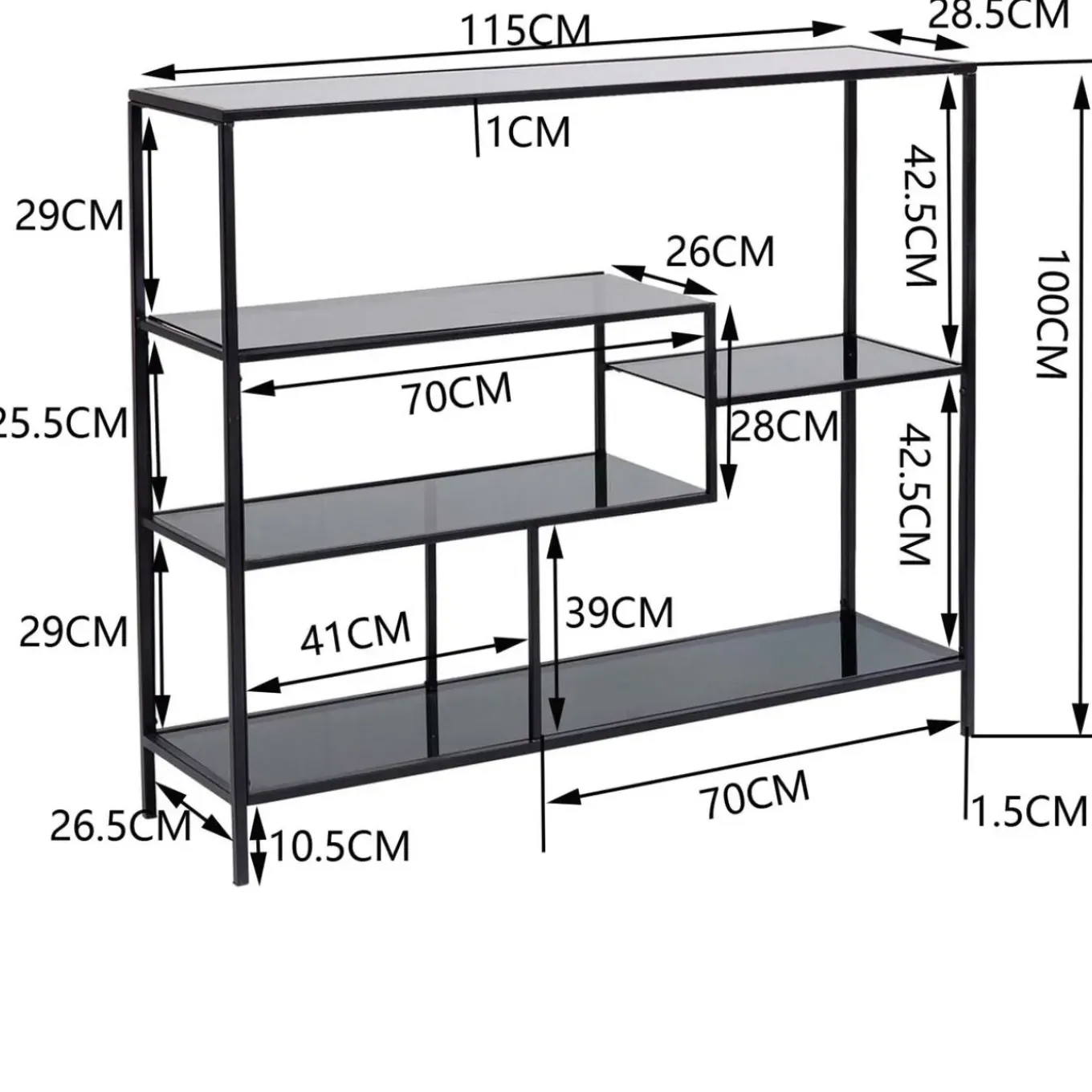 Etagere Loft Noir 115X100Cm