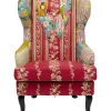 Fauteuil À Oreilles Patchwork Rouge