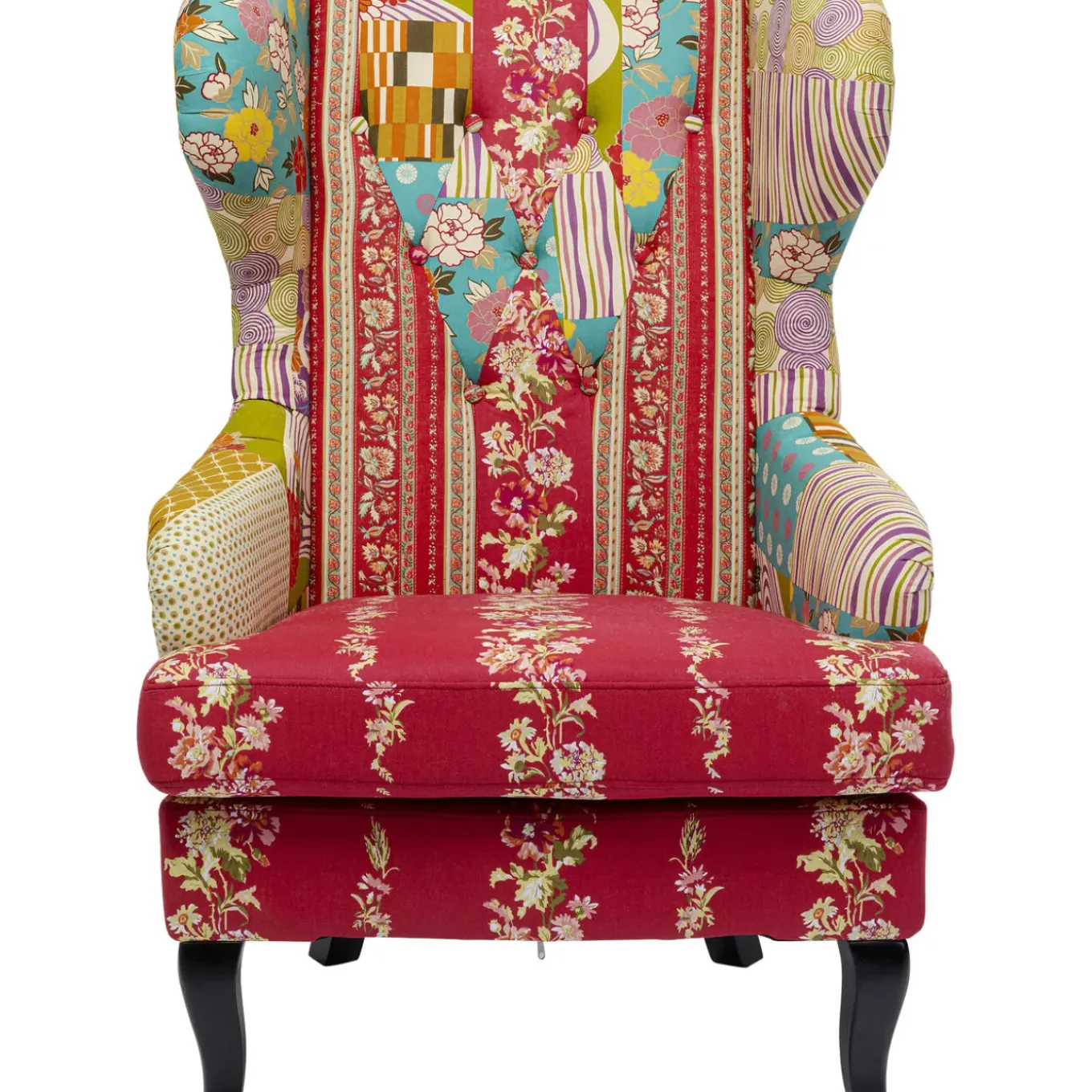 Fauteuil À Oreilles Patchwork Rouge