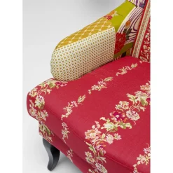 Fauteuil À Oreilles Patchwork Rouge