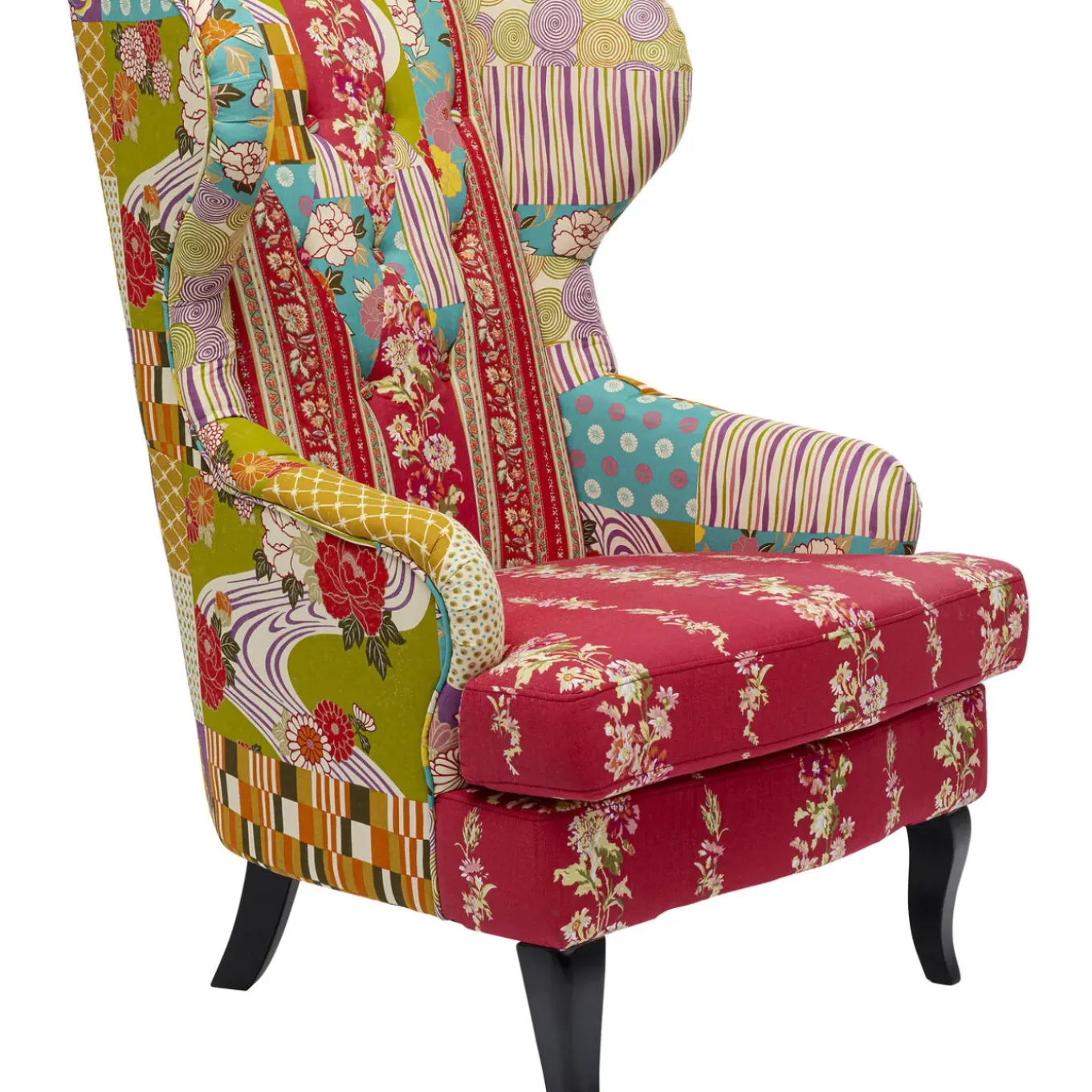 Fauteuil À Oreilles Patchwork Rouge
