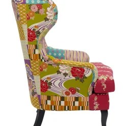Fauteuil À Oreilles Patchwork Rouge