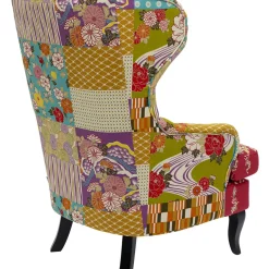 Fauteuil À Oreilles Patchwork Rouge