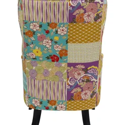 Fauteuil À Oreilles Patchwork Rouge