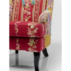 Fauteuil À Oreilles Patchwork Rouge