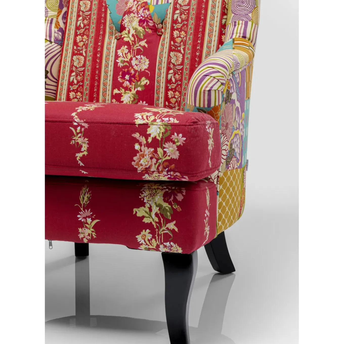 Fauteuil À Oreilles Patchwork Rouge