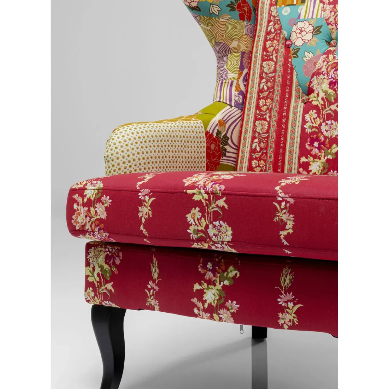 Fauteuil À Oreilles Patchwork Rouge